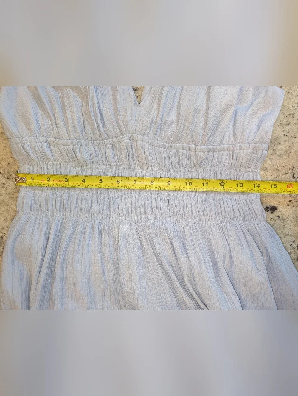 Abercrombie & Fitch Light Blue Crinkle Gauze Smocked Maxi Dress L